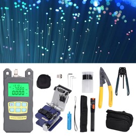 15 Pcs Optical Fiber Tool Kit, 3 in 1 Fixture Optical Fiber Cleaver 2.5mm Interface Optic Fiber Power Meter Fiber Optic Stripper Visual Fault Locator OPM VFL FTTH Optic Kit