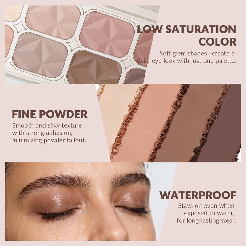Noerrors Soft Mauve Neutral Naked Matte Eyeshadow Palette, Light Pink