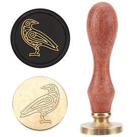 MAYJOYDIY Crow Wax Seal Stamp Celtic Knot Odin's Raven Vintage Sealing Wax Stamps 25mm Removable Brass Head Wooden Handle Decoration for Envelopes, Invitations, Gift Boxes, Gift Bags