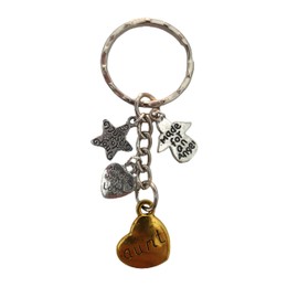 Love Heart Keyring Aunt Angel Charm Pendant