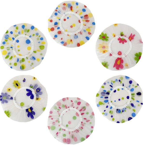 6 Pieces Bonnet de Douche, Imperméable élastiques Réutilisables Bonnet de