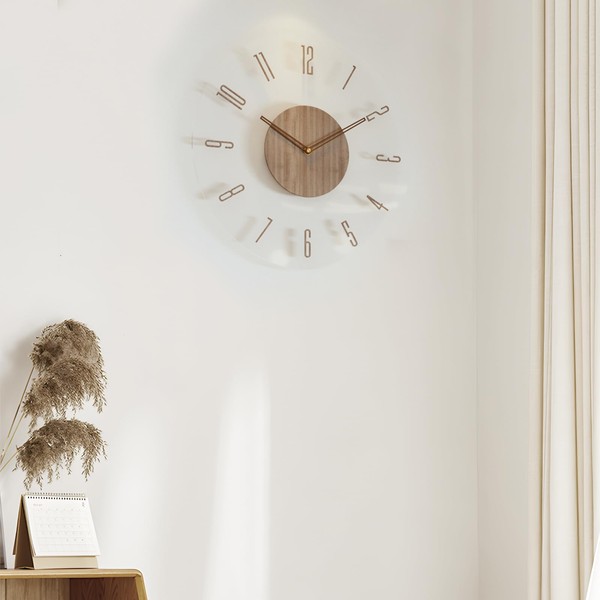 Obest Clock, Wall Clock, Silent, Nordic Style, Wooden, Stylish, Long