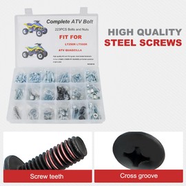 Xitomer 223 PCS Plastics Engine Body Frame Exhaust Bolts Kit Fit for LT250R LT500R ATV QUADZILLA, Motorcycle Bolts Kit for LT250R accessories
