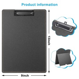 Rodarola Desktop Document Holder for Typing Clipboard, Paper Holder Stand for Desk When Typing Copy Holder Foldable Stand Clipboard 9 x 13 Inch (Black, 4 Pack)