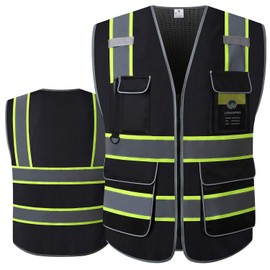LOHASPRO Safety Vest High Visibility - Mesh Reflective Vest with Pockets for Men & Women - ANSI/ISEA Standards (6X-7X, Black 02)