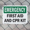 First Aid And CPR Kit OSHA Emergency Aluminum Sign 14