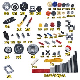 TTLYHEK 720Pcs Technical Cars Gears Cross Axles Technical Parts Accessories Wheels Connectors Pieces Sets Chain Link Pins Joints Building Block Bricks Shock Absorber MOC Technical Lots Pack Bulk Toys