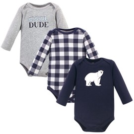 Hudson Baby Unisex Baby Cotton Long-Sleeve Bodysuits, Polar Bear, 0-3 Months
