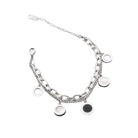 KBRPEY Women's Charm Bracelet Gold & Silver Bracelet Stainless Steel Bracelet Made of Titanium Adjustable Bracelet Birthday Fashion Gift for Women, 白金