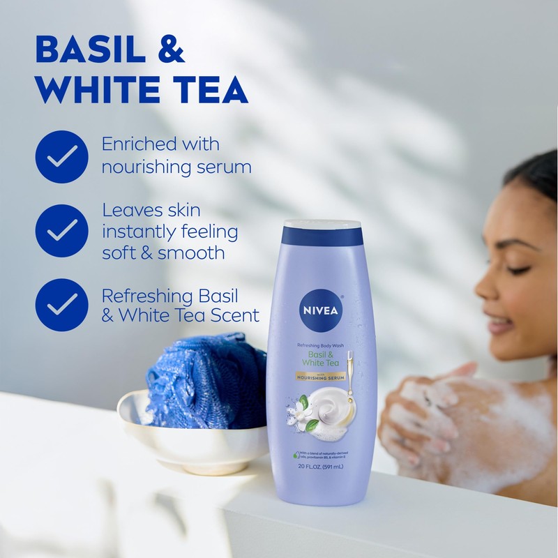 NIVEA Refreshing Basil and White Tea Body Wash with Nourishing