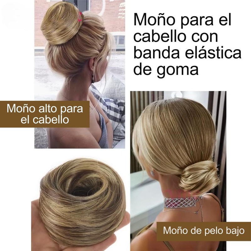Extensiones Cabello Postizo Moño Cebolla Volumen Peinado Chongo Dona Coleta