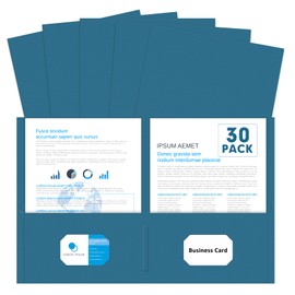 Two Pocket Folders, PANDRI 30 Pack 2 Pocket Folders, Letter Size Paper File Folder for School Office Home Business, DarkBlue