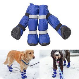Namsan Long-Legged Dog Boots Outdoor Knee High Waterproof Anti-Slip Shoes with Reflective Strips Warm Dog Boots Avoid Frostbite Dog Paws, Blue Small