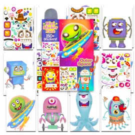 Create-a-Face Sticker Set - Bundle of 5x7 Robots & Aliens Mix and Match Sheets with 150+ Stickers | Robots & Aliens Make Your Own Face Design