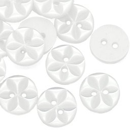 The Bead and Button Box - 10 Clear White Flower embossed Resin Buttons 11mm. Sewing Knitting, Handbags, Cushions, Crafts, Scrapbook,