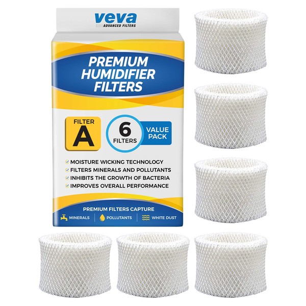 VEVA 6 Pack Premium Humidifier Filters Replacement for Honeywell Filter A, HAC-504, HAC-504AW, HCM 350 and Other Cool Mist Models