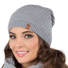 Vivisence Winter Women's Stylish Winter Hat Warm and Comfortable with Soft Fleece Lining Perfect for Cold Days and Everyday Wear Autumn and Winter, Light Grey,UNI