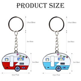 Drokenle 2 Pack Camper Keychain, RV Camper Keyring Couples Camping Accessories RV Camping Car Keychain for Men Women Travel Trailers