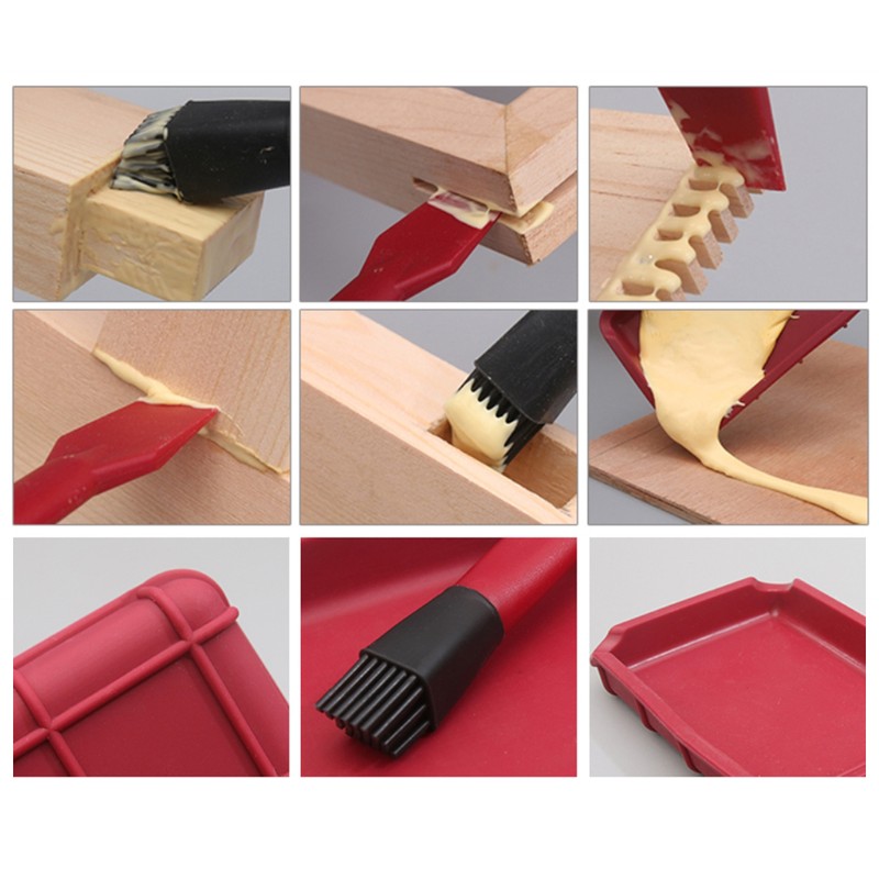 4pcs/set Woodworking Glue Brush Tool Kit Silicone Brush Durable Wood