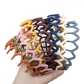 8 Pcs Plastic Teeth Comb Headbands Fashion Non Slip Headbands Skinny Hair Bands Tooth Hair Hoops Wave Head Bands Anti Slip Hairbands for Women Men Multicolor