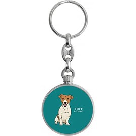 Beige Jack Russell Terrier Dog Keyring, silver