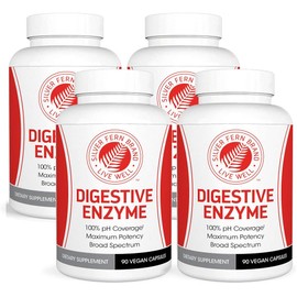 Silver Fern Brand Ultimate Digestive Enzyme Supplement - 4 Bottles - High Potency, Multi Enzyme - Maximum Digestive Comfort & Food Tolerance - Amylase, Protease, Cellulase, More