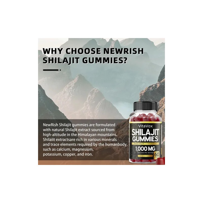 4pc Gomitas De Shilajit 60 Unidades 1000mg Sabor A Frambuesa