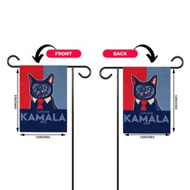 YUHATRG Kamala Harris Garden Flag Childless Cat Lady for Kamala Funny Yard Sign 12x18in Double Side 2024 President Vote Outdoor Banner Fall Yard Decor （CatA Red)