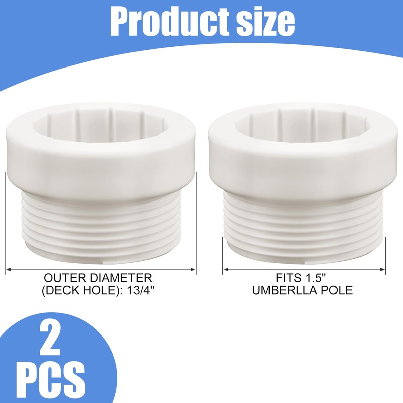 PEUTIER 2pcs Pool Umbrella Stabilizer Adapter, 1 3/4in Threaded Adapter