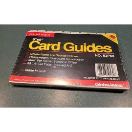 Globe-Weis 5" x 8" Card Guides A-Z - 52P58 - Brand New Sealed, Heavy Weight!