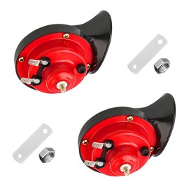 KVAEY 2 PCS 300DB Super Loud Train Horn, 12V Waterproof Air Horns Replacement Kit, High Low Tone Car Air Electric Snail Double Horn, Universal Vehicle Air Horn Replacement for Car Truck Boat (Red)