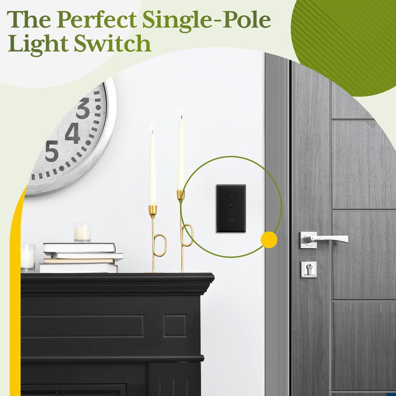 TG Toggle Light Switch with Wall Plate, Single Pole Electrical