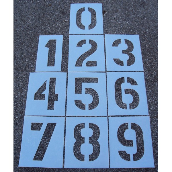 12" Parking Lot Number Stencils Kit - 12 Inch - 60 Mil - (1/16" Thick) 12" Number Parking Lot Stencils