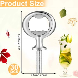Metal Bottle Opener Kit Blank Bottle Opener Stainless Steel Bottle Opener Inserts Hardware for Valentine's Day Wedding Wine Party DIY Project Craft Wood Turning (Silver, 30 Pieces)