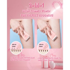 ENSSU 2in 1 Bikini Trimmer Electric Razors for Women with LED Light，Rechargeable Body Pubic Hair Trimmer Women with LCD Display, Lady Shaver for Leg/Arms/Bikini,Waterproof, Gift for Woman