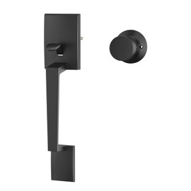 HOSOM Matte Black Front Door Handle No Lock, Exterior Door Handle Set with Door Knob, Entry Door Handleset for Right & Left-Handed Doors