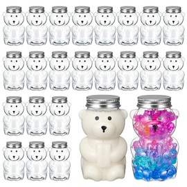 Mumufy 24 Pcs Bear Plastic Jar Empty Bear Bottle Large Capacity Candy Milk Tea Drinks Bear Shaped Container for Making Candy Gifts DIY Decoration(12 oz)