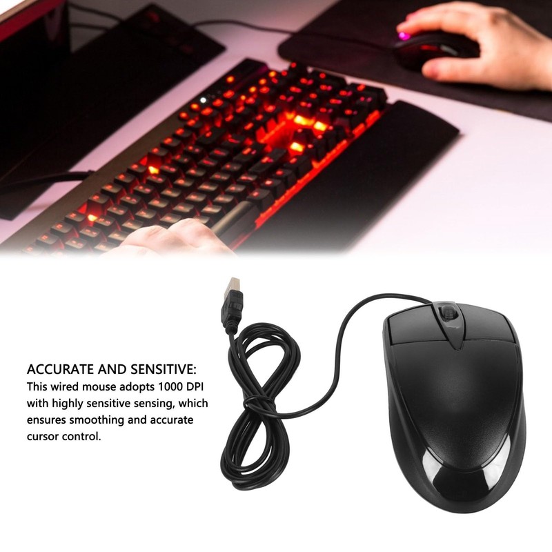 Corded Mouse, 1000 DPI ABS 4.9ft Wired Mouse with 3