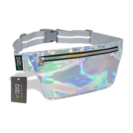 Fitter's Niche Holographic Rave Fanny Packs, Shiny Slim Waist Belt for festival Parties, Cute Fashionable Metallic Raver Bum Bags
