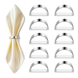 Tkxjry Pack of 10 Napkin Rings Silver, Metal Napkin Buckles, 10 Pieces Napkin Rings, Table Decoration Napkin Rings, Metal Napkin Rings for Home, Wedding, Holiday and Party