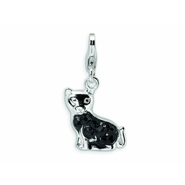Amore LaVita Sterling Silver Cat Fancy Lobster Clasp Bracelet Charm