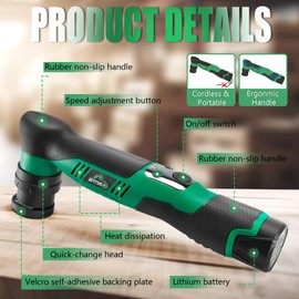 BATOCA S5 Cordless Car Buffer Polisher Kit 1 Inch 3 Inch Dual Action & Rotary Polishing Machine for Car Detailing,2x 2.0Ah Batteries,6 Variable Speeds 2000-5500RPM,Orbital Polisher for Car Boat Polish