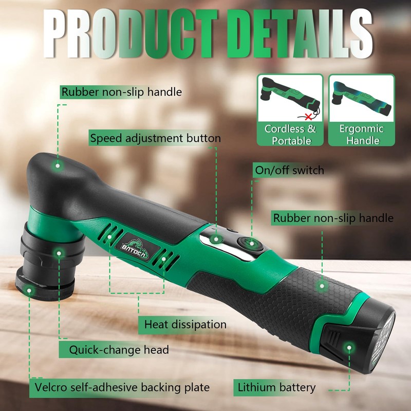 BATOCA S5 Cordless Car Buffer Polisher Kit 1 Inch 3