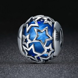 PAHALA 4 Styles 925 Sterling Silver Shimmering Star with Crystal Beads Charms (Blue)