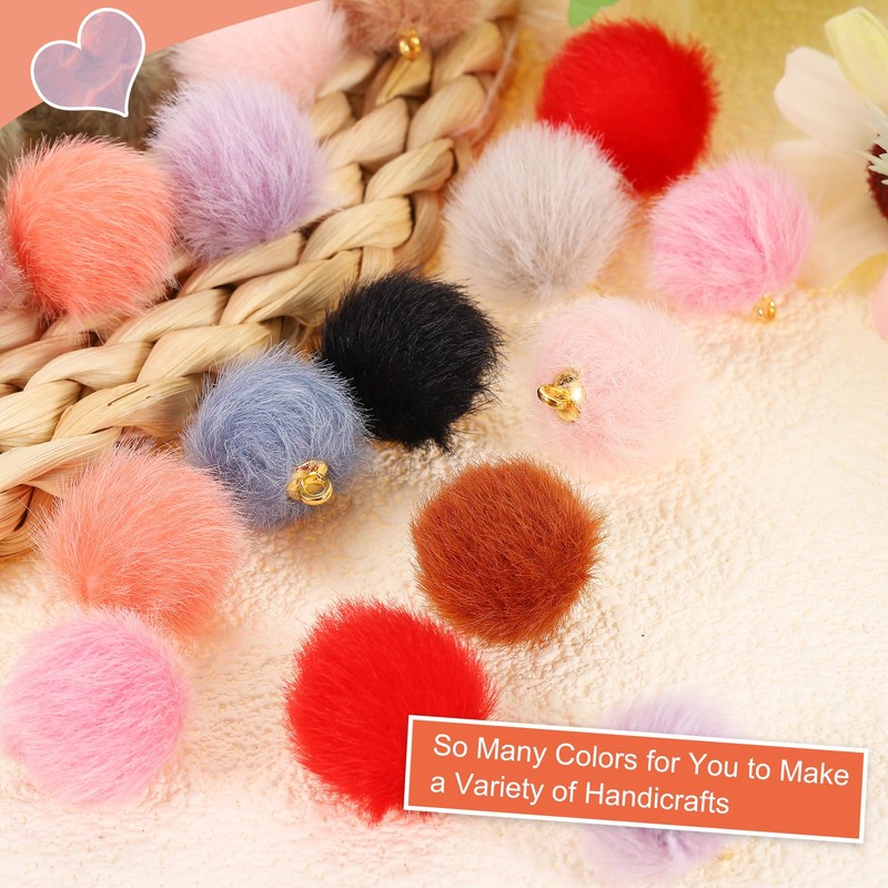 sourcing map Pom Pom Charm, 24Pcs 15mm - Faux Fur