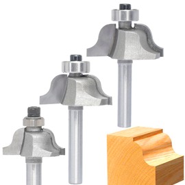 Akylin 3Pcs Roman Ogee Router Bit Set,1/4" Shank,Bearing Guided Decorative Edge Bits Double Radius 5/32",3/16",7/32" Edging Cutter for Wood Profiling,Routing,Molding
