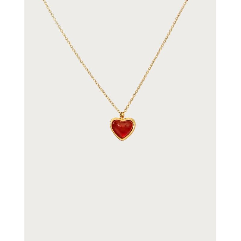 En Route Jewelry Carnelian Stone Heart Necklace in Silver -