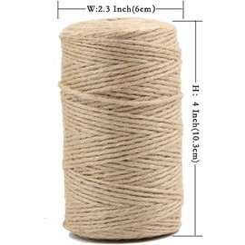 Slzhds Cuerda de Yute Natural en Rollo 2mm x 200m, Sin Olor, para Manualidades, Jardinería, Envolver Regalos y Materiales de Embalaje