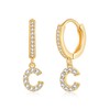 SANNYRA Initial C Hoop Earrings for Women, 14K Gold Plated
