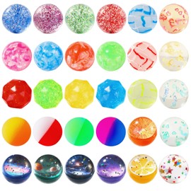 JOICEE 30PCS Bouncy Balls for Kids,9 Assorted Styles 30mm Bouncy Balls Bulk Rubber High Bouncing Toys with Storage Bag for Boys Girls Party Favors Birthday Gifts Classroom Prizes